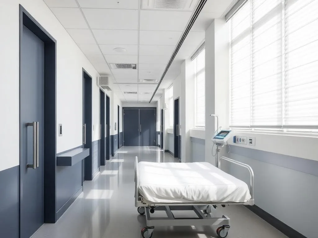 Comfortable recovery room and clinic corridor